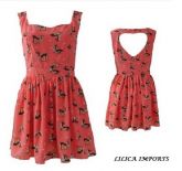 Vestido Vintage Animal Print Coração Costa