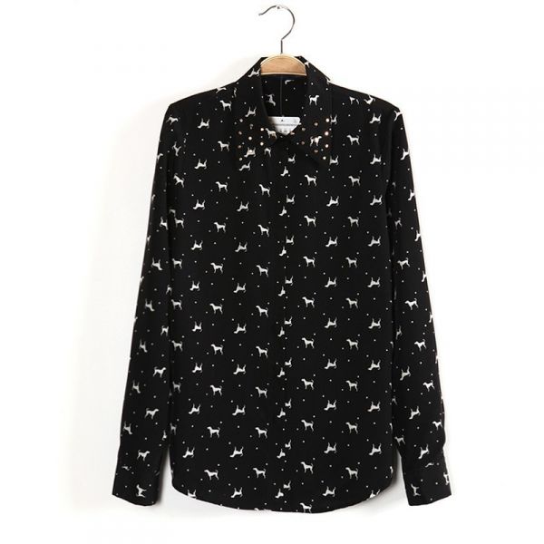 Camisa Blusa Lovely Estampa Cachorro Dog Tachas 1