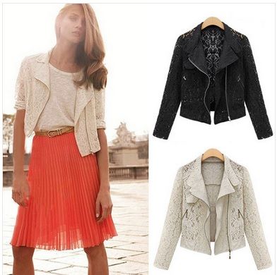 Jaqueta Casaco Coat Croped todo Rendado Importado
