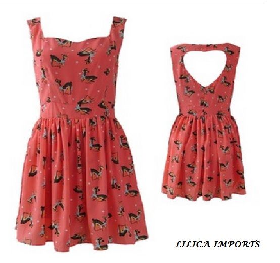 Vestido Vintage Animal Print Coração Costa