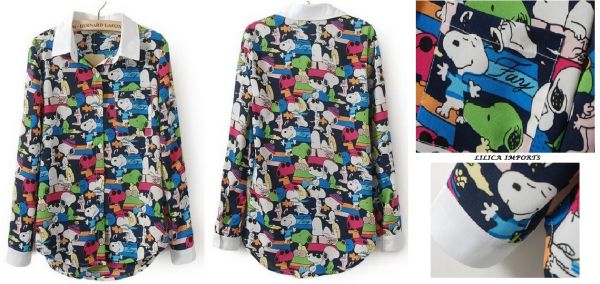 Camisa Blusa Estampa Cachorro Dog Cartoon Snoopy