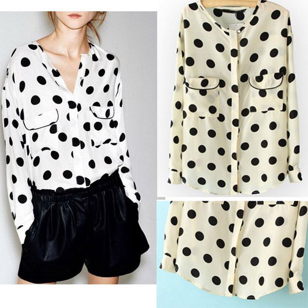 Camisa Blusa Estampa Poa Polka Dot Importada