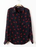 Camisa Estampa De Beijo Manga Longa Importada