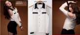 Camisa Detalhes de Pérolas / Apliques / Buraco nos Ombros